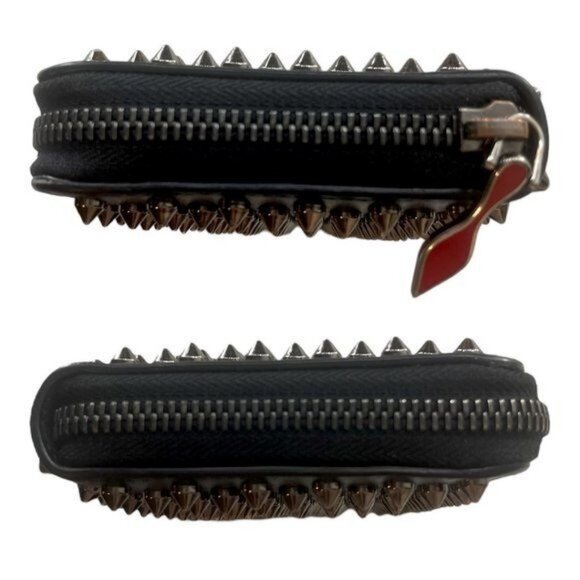Christian Louboutin Panettone Zippy Long Wallet Spike Stud Black Red w Box/Tags - Picture 4 of 10